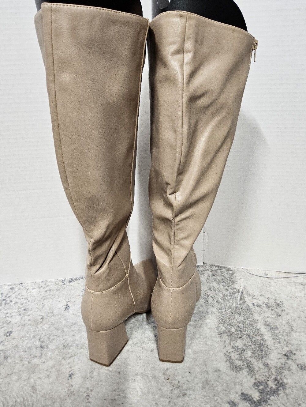 Customer Return Size 11 Knee-High Pointed Toe Block Heel Boots - Nude - Picture 3 of 12